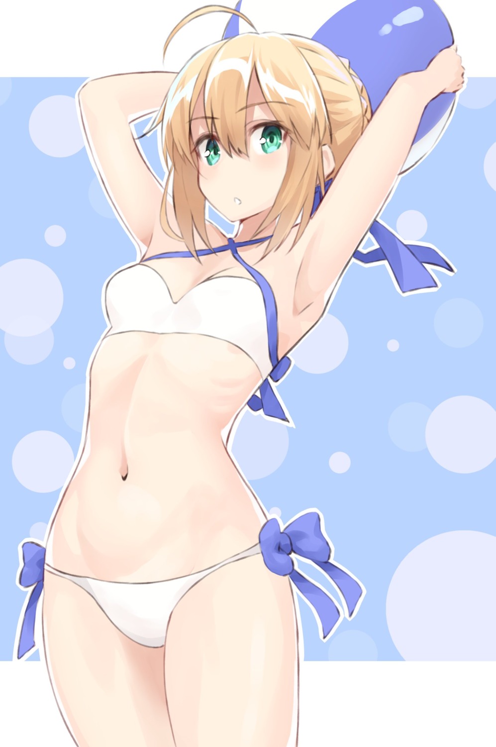 bikini cleavage fate/stay_night saber swimsuits syunichi