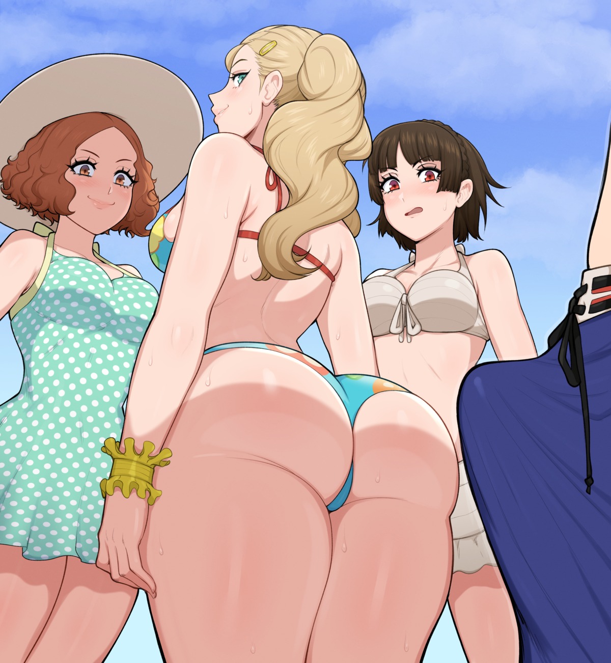 afrobull ass bikini megaten niijima_makoto okumura_haru persona persona_5 swimsuits takamaki_anne thong