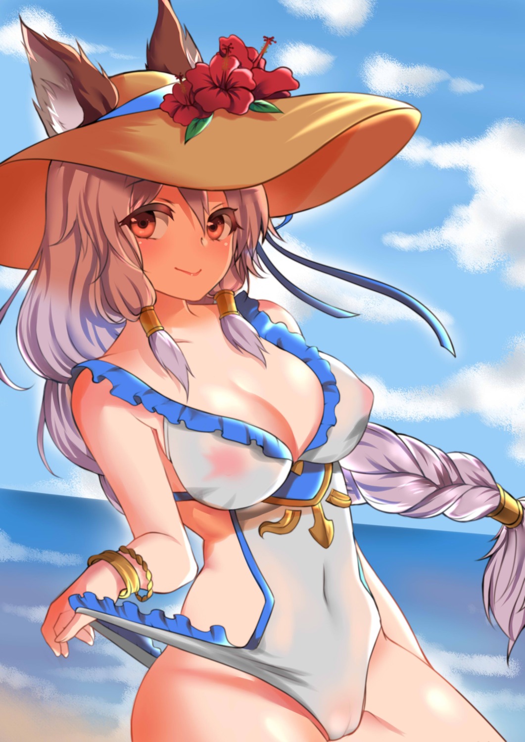 animal_ears cameltoe cleavage erect_nipples granblue_fantasy heles mariial see_through swimsuits