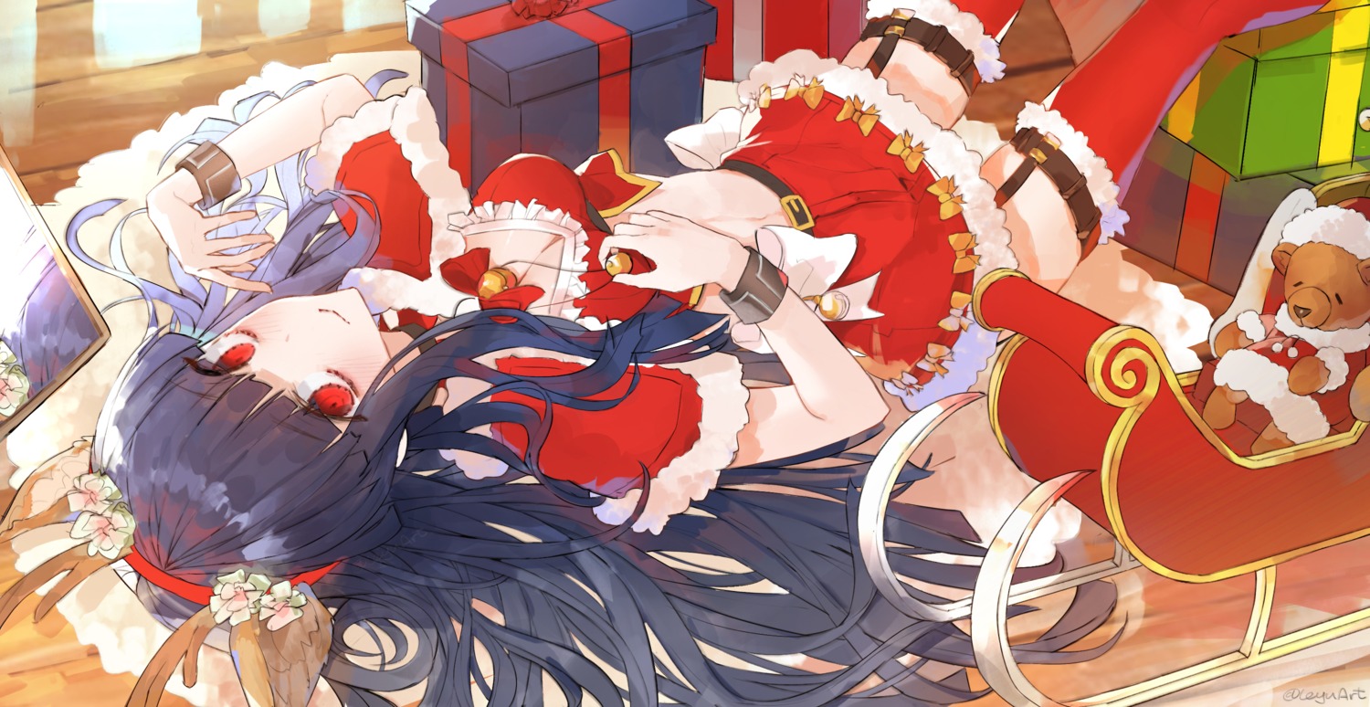 animal_ears asagami_fujino christmas cleavage horns kara_no_kyoukai leyu stockings thighhighs