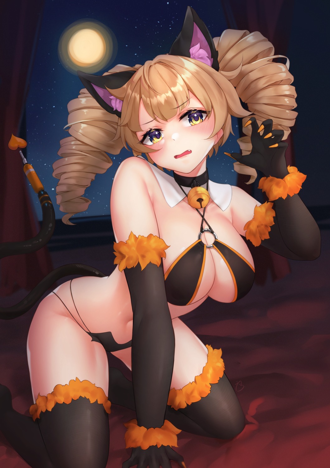 animal_ears bikini breadthree halloween nekomimi shiro_(tower_of_fantasy) swimsuits tail thighhighs tower_of_fantasy