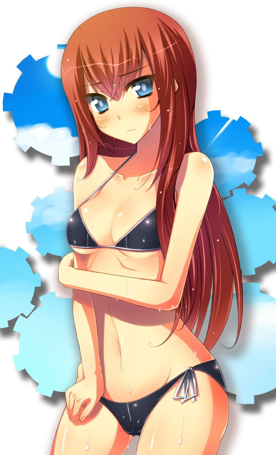 bikini cleavage makise_kurisu steins;gate swimsuits teruteru-deru underboob wet