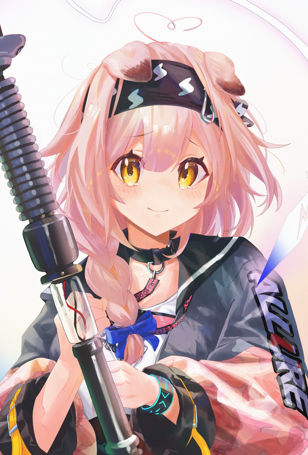 animal_ears arknights goldenglow_(arknights) monge_baby nekomimi weapon