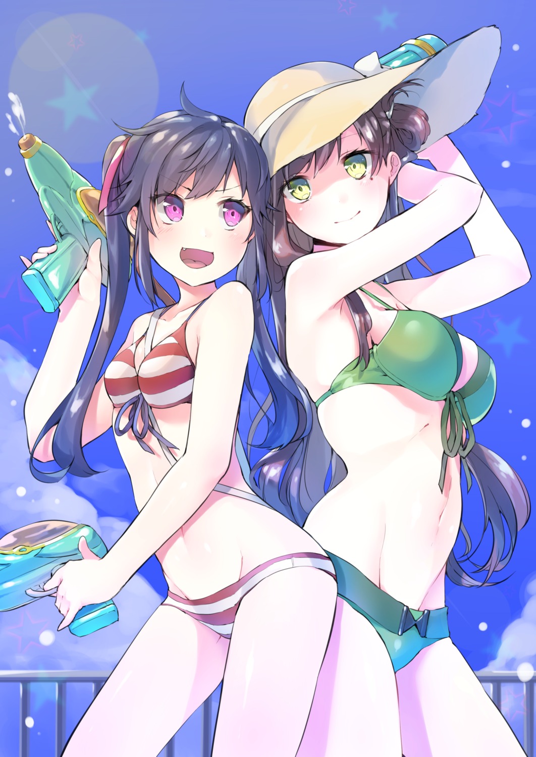 bikini cleavage ebisuzawa_kurumi gakkou_gurashi! gun mayuri_kaichou swimsuits wakasa_yuuri