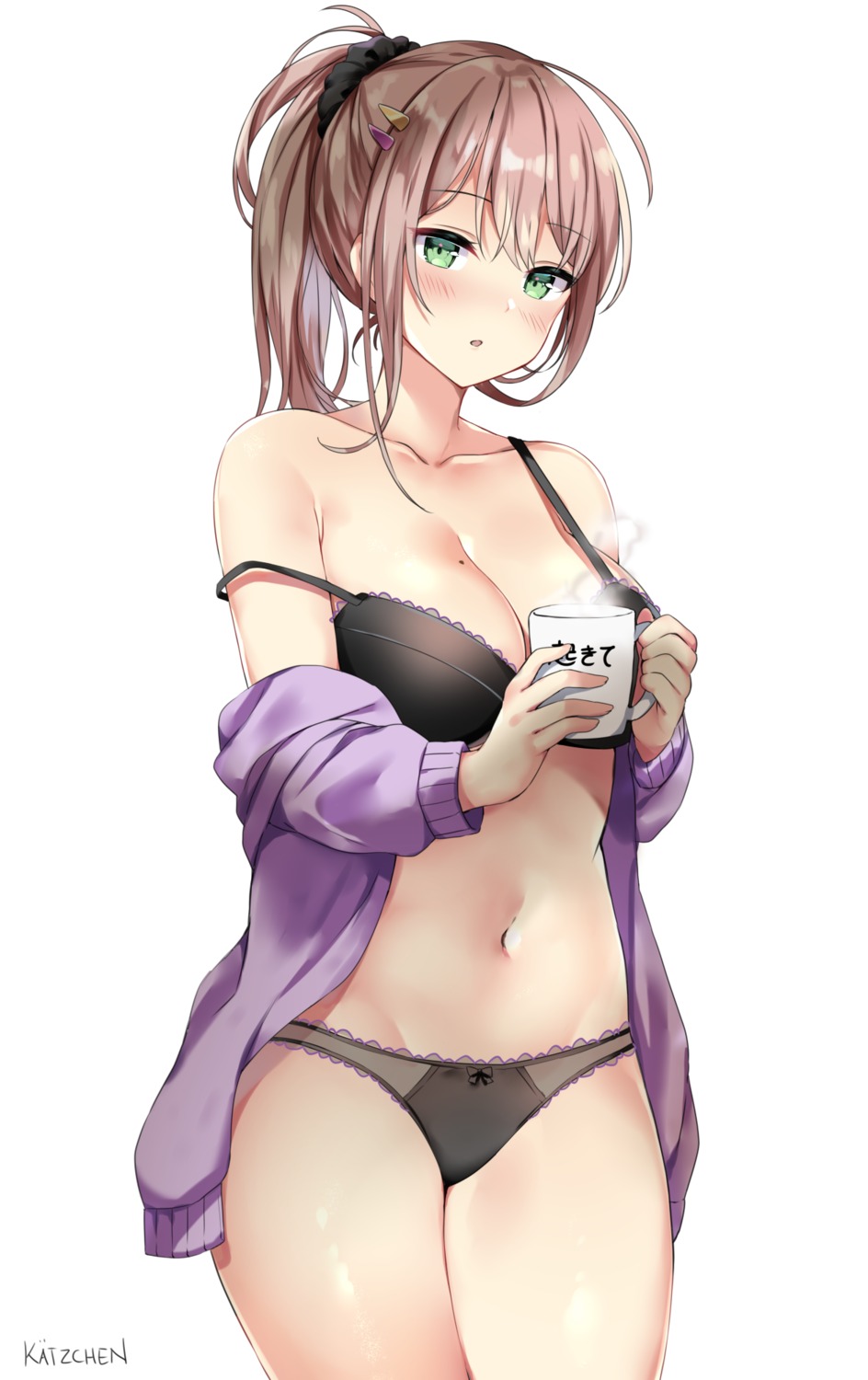 bra cleavage kaetzchen open_shirt pantsu sweater