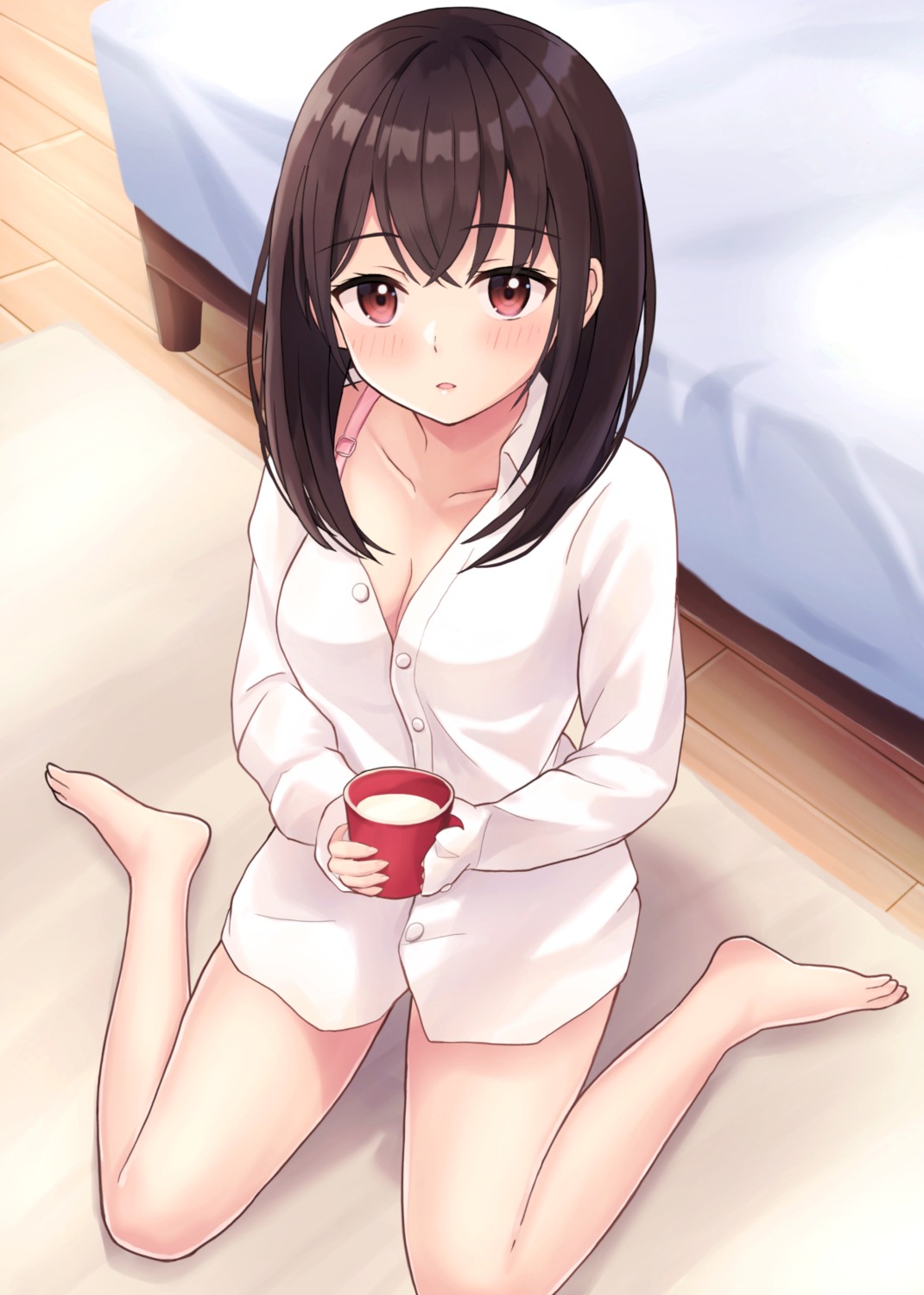 bra cleavage dress_shirt feet open_shirt yukimaru217