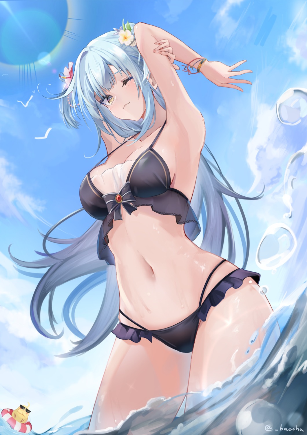 azur_lane bikini fpesu manjuu_(azur_lane) megane neptune_(azur_lane) see_through swimsuits wet