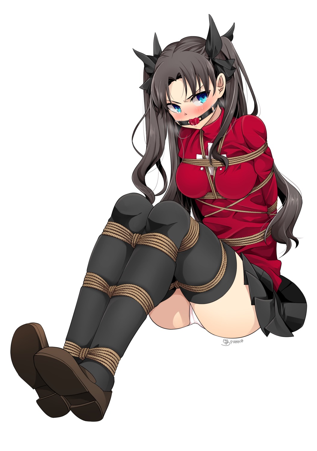 bondage fate/stay_night pantsu skirt_lift tagme thighhighs toosaka_rin