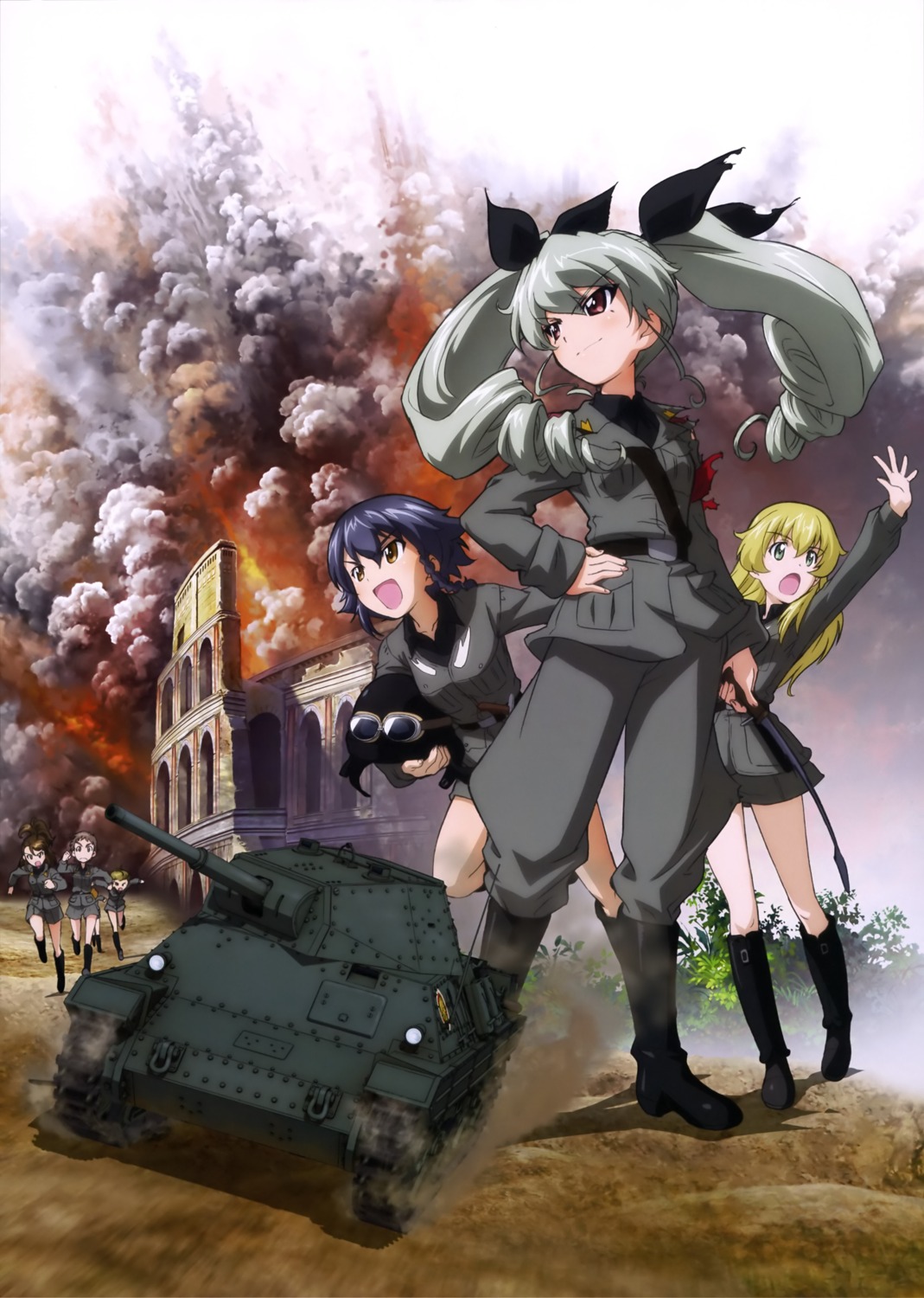 anchovy carpaccio girls_und_panzer pepperoni uniform weapon