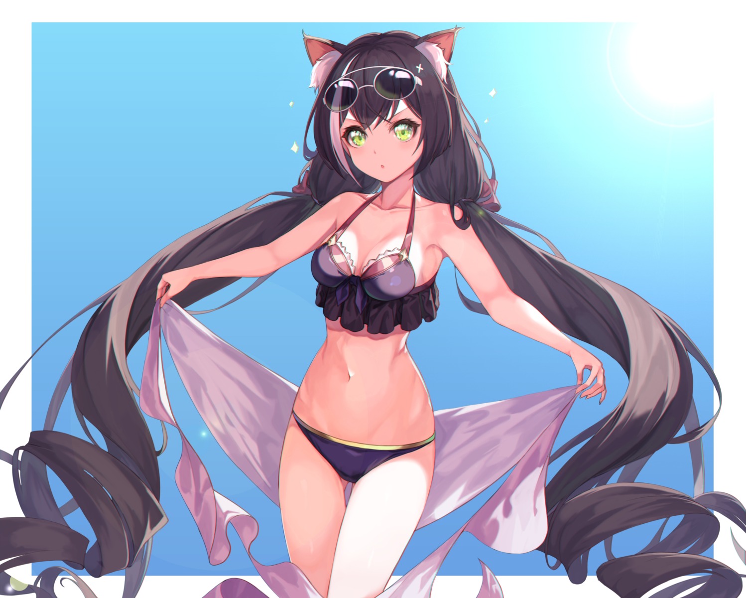 animal_ears bikini cleavage cynd karyl_(princess_connect) megane princess_connect princess_connect!_re:dive swimsuits