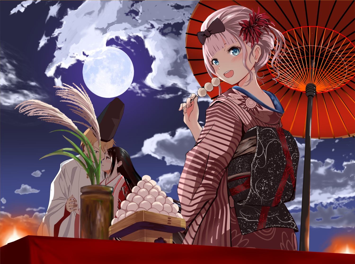 fujiwara_chika gibun_(sozoshu) japanese_clothes kaguya-sama_wa_kokurasetai_~tensai-tachi_no_renai_zunousen~ kimono shinomiya_kaguya shirogane_miyuki