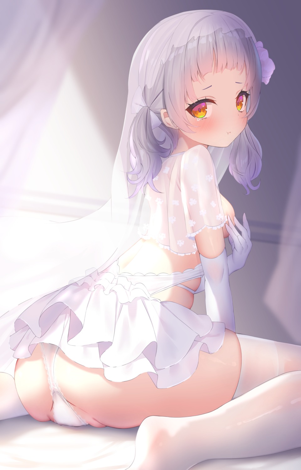 ass hololive lingerie loli murasaki_shion pantsu saki_(saki_paint) see_through thighhighs thong