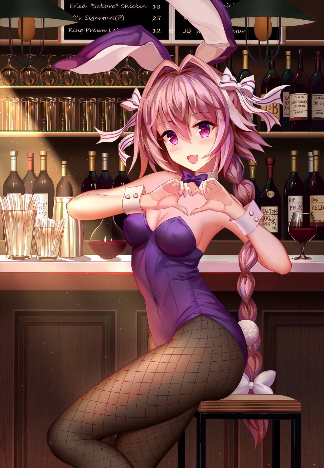 aaeru animal_ears astolfo_(fate) bunny_ears bunny_girl cleavage erect_nipples fate/apocrypha fate/grand_order fate/stay_night fishnets genderswap pantyhose tail