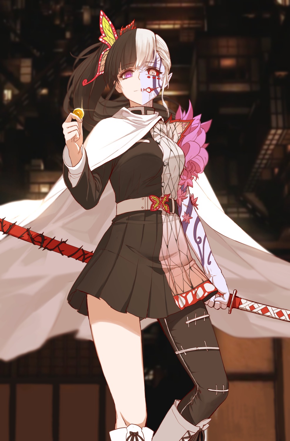 dishwasher1910 japanese_clothes kimetsu_no_yaiba sword tsuyuri_kanao uniform