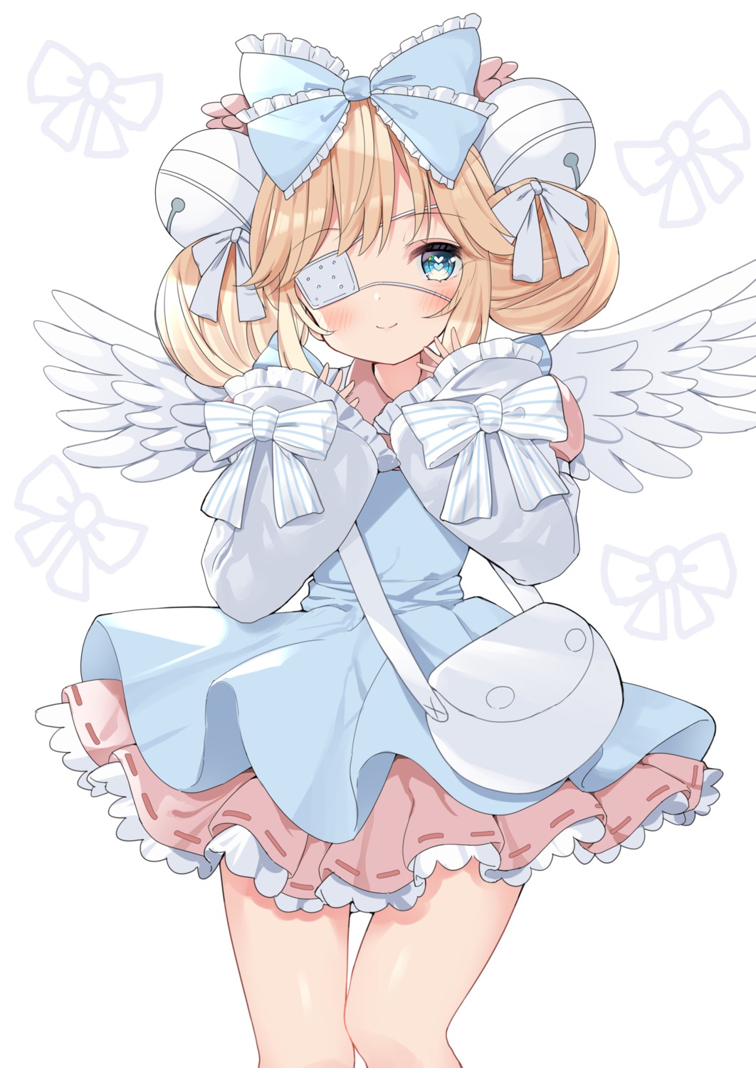 agaki_anko angel dress eyepatch wings