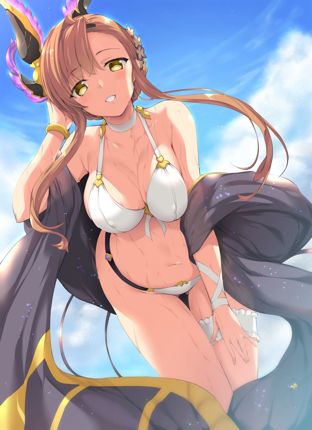 bikini cleavage garter granblue_fantasy nakano_sora swimsuits wet wet_clothes