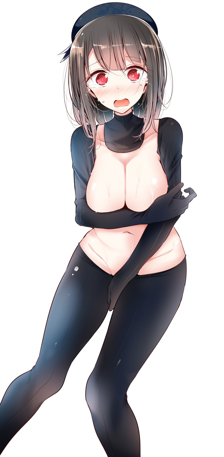 breast_hold breasts kantai_collection no_bra nopan oouso open_shirt takao_(kancolle)
