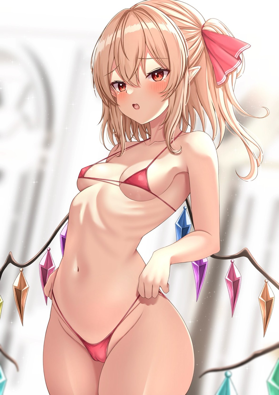 bikini cameltoe flandre_scarlet loli pointy_ears reijing_etrn swimsuits thong touhou wings