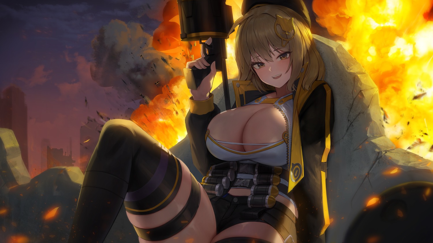 onedoo nikke the goddess of victory anis garter gun no bra thighhighs |  #945154 | yande.re