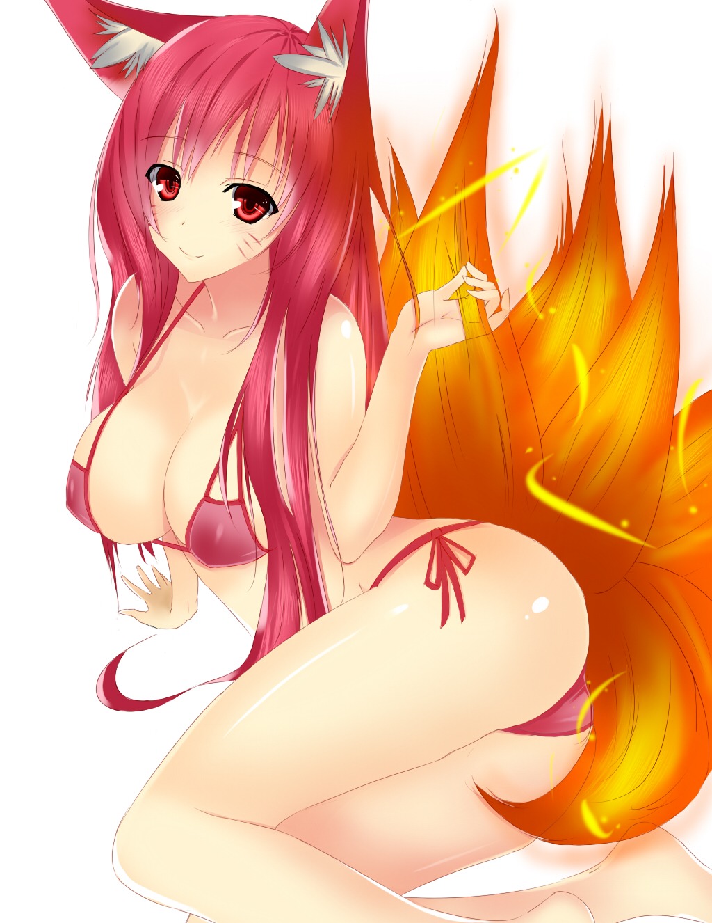 animal_ears ass bikini cleavage kitsune swimsuits tagme tail