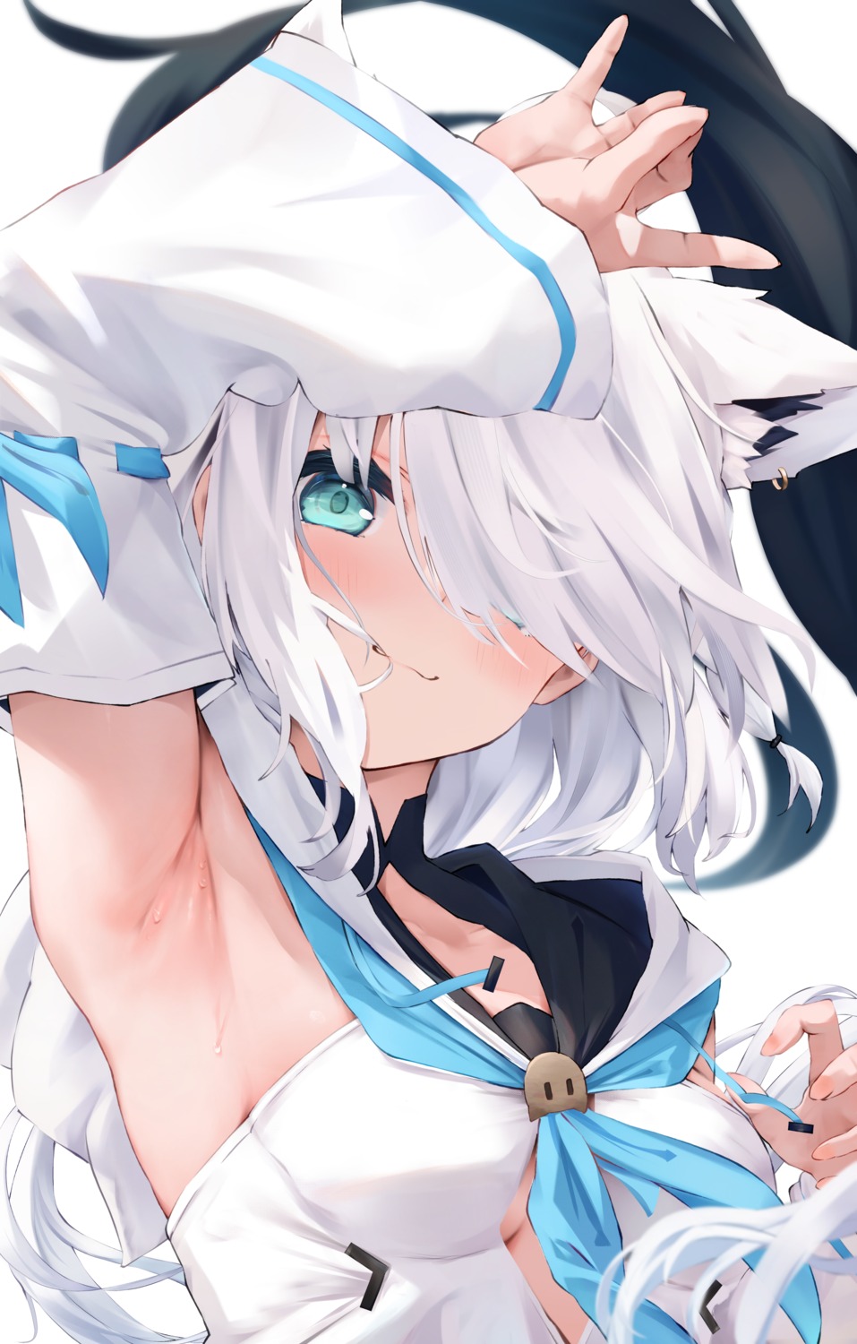 animal_ears hololive hololive_gamers kitsune no_bra shirakami_fubuki uechin_ewokaku