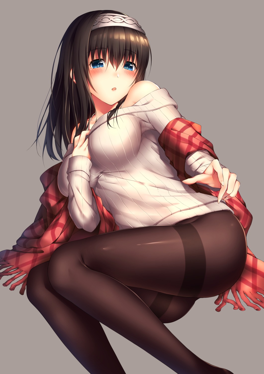 nopan pantyhose sagisawa_fumika sweater the_idolm@ster the_idolm@ster_cinderella_girls yomono