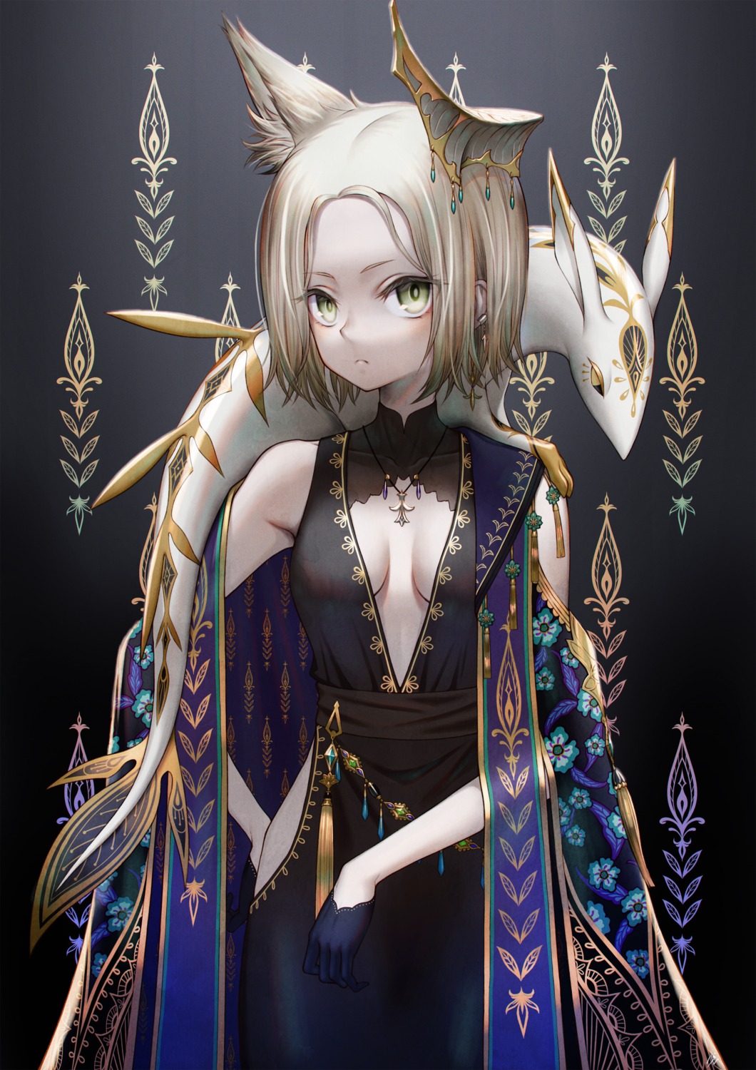 animal_ears dress no_bra see_through sho_(sumika)