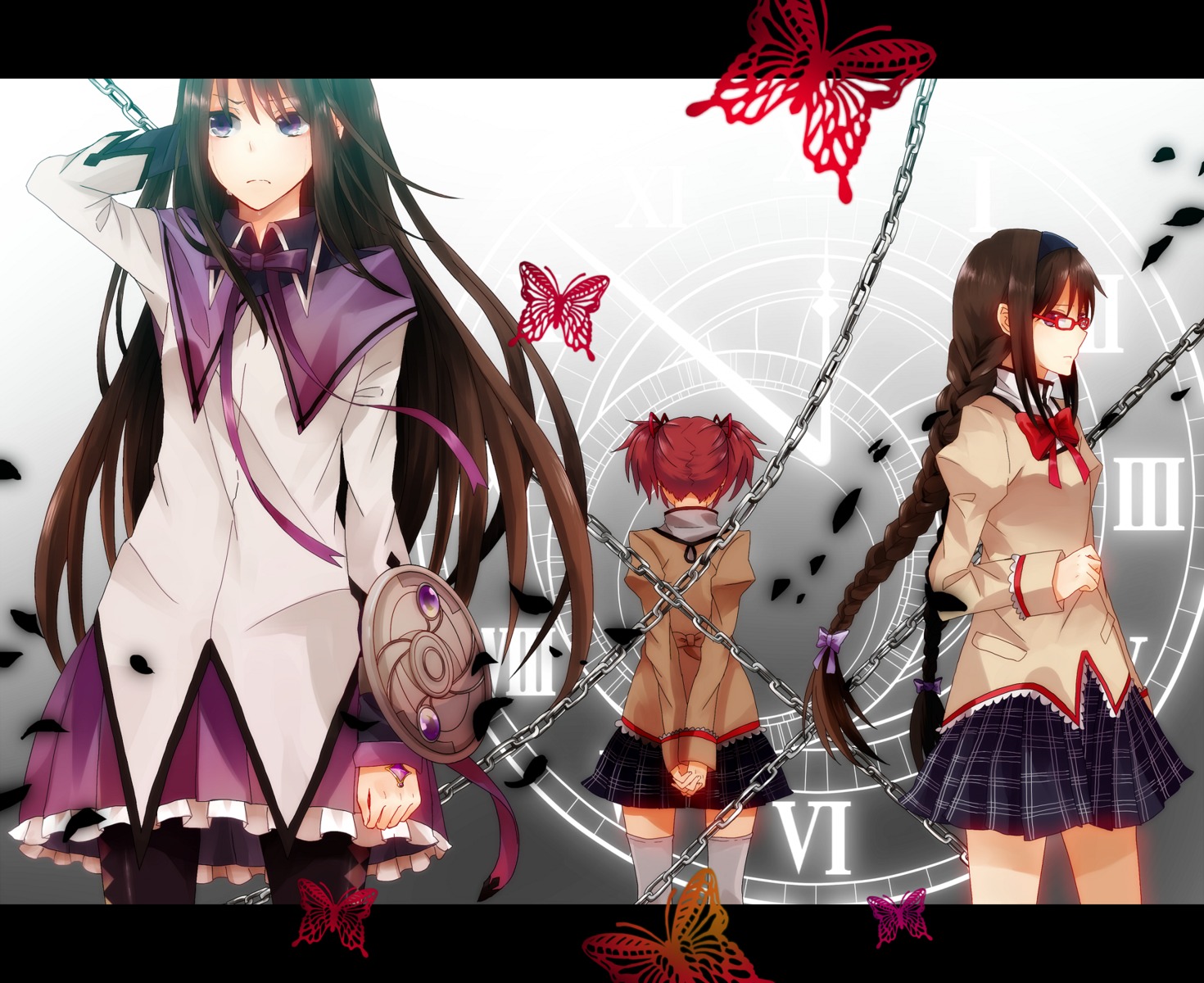akemi_homura kaname_madoka mahou_shoujo_madoka_magica mashiko pantyhose seifuku