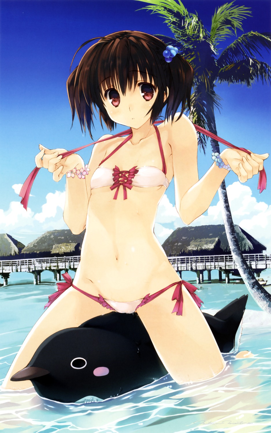 bikini cameltoe cleavage mitsumi_misato swimsuits to_heart_(series) to_heart_2 underboob wet yuzuhara_konomi