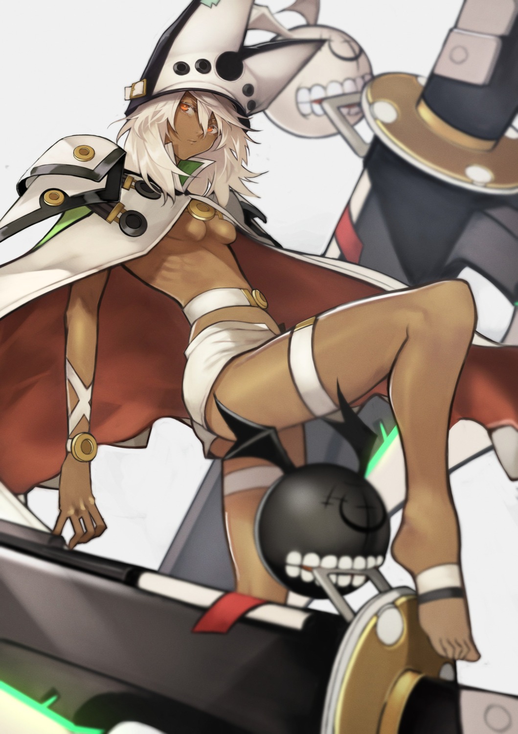 feet garter guilty_gear guilty_gear_xrd lucifero no_bra ramlethal_valentine sword yoshio_(55level)