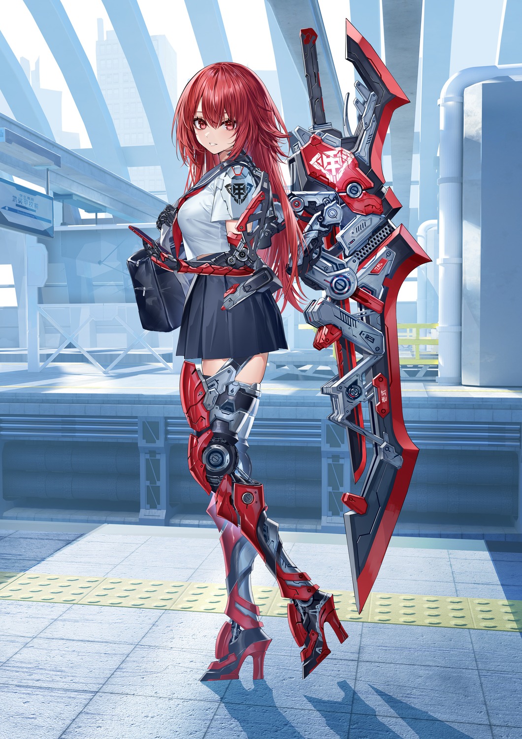 heels heirou mecha_musume seifuku sword thighhighs weapon