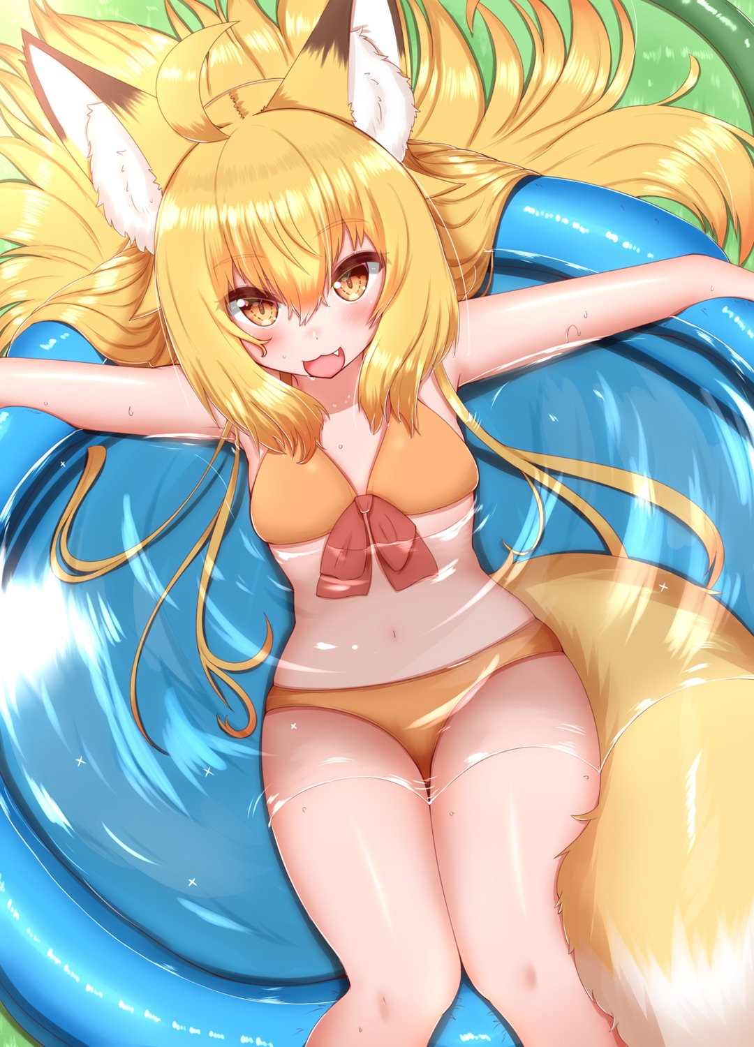 animal_ears bathing bikini horokusa kitsune swimsuits tail wet