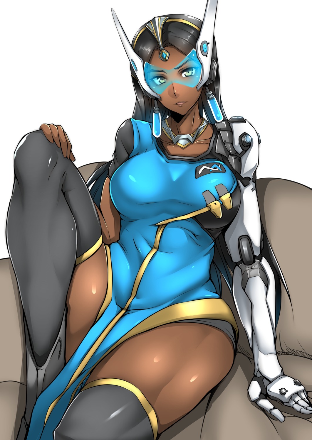 gggg headphones mecha_musume overwatch symmetra_(overwatch) thighhighs