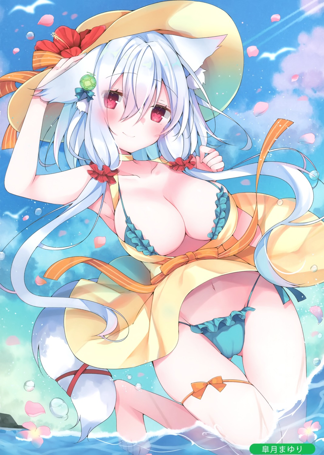 animal_ears bikini cameltoe garter satsuki_mayuri swimsuits tail wet