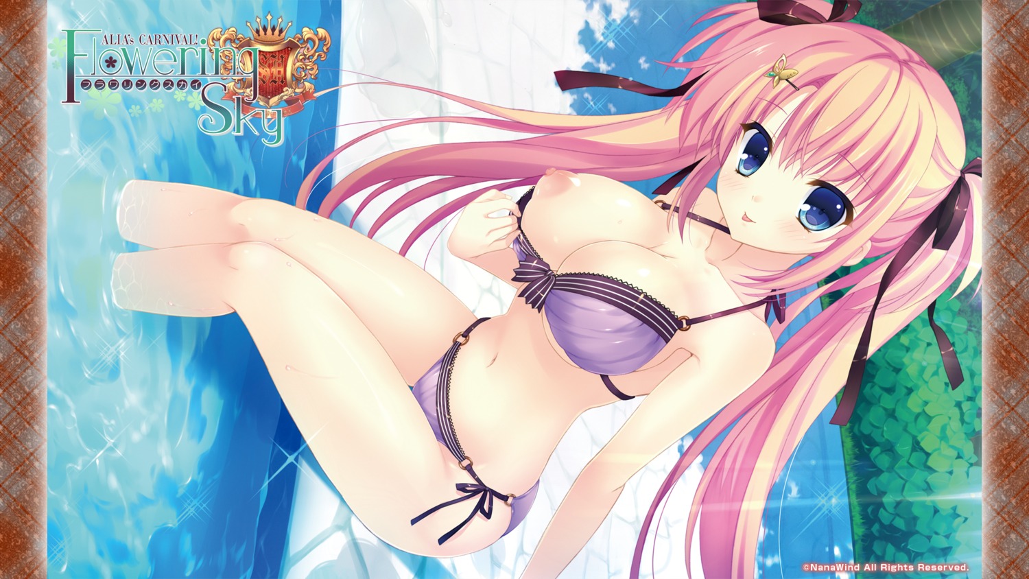 alia's_carnival alia's_carnival!_flowering_sky bikini breasts mitha nanawind nipples shinomori_yumi swimsuits wallpaper wet