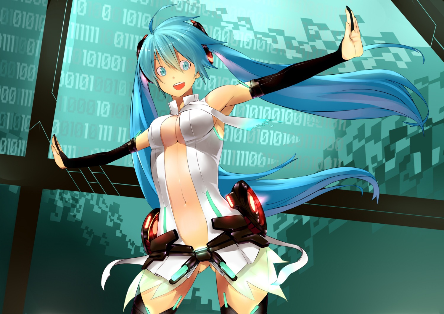 ant_of_spirit cleavage hatsune_miku miku_append vocaloid vocaloid_append