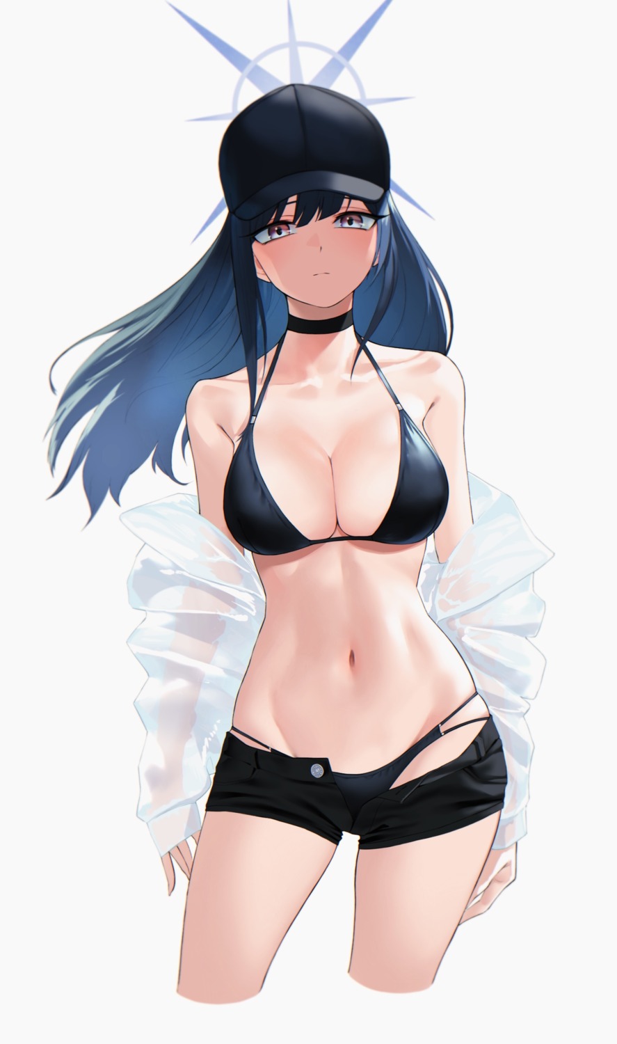 bikini blue_archive halo joumae_saori kazane-wind open_shirt see_through swimsuits