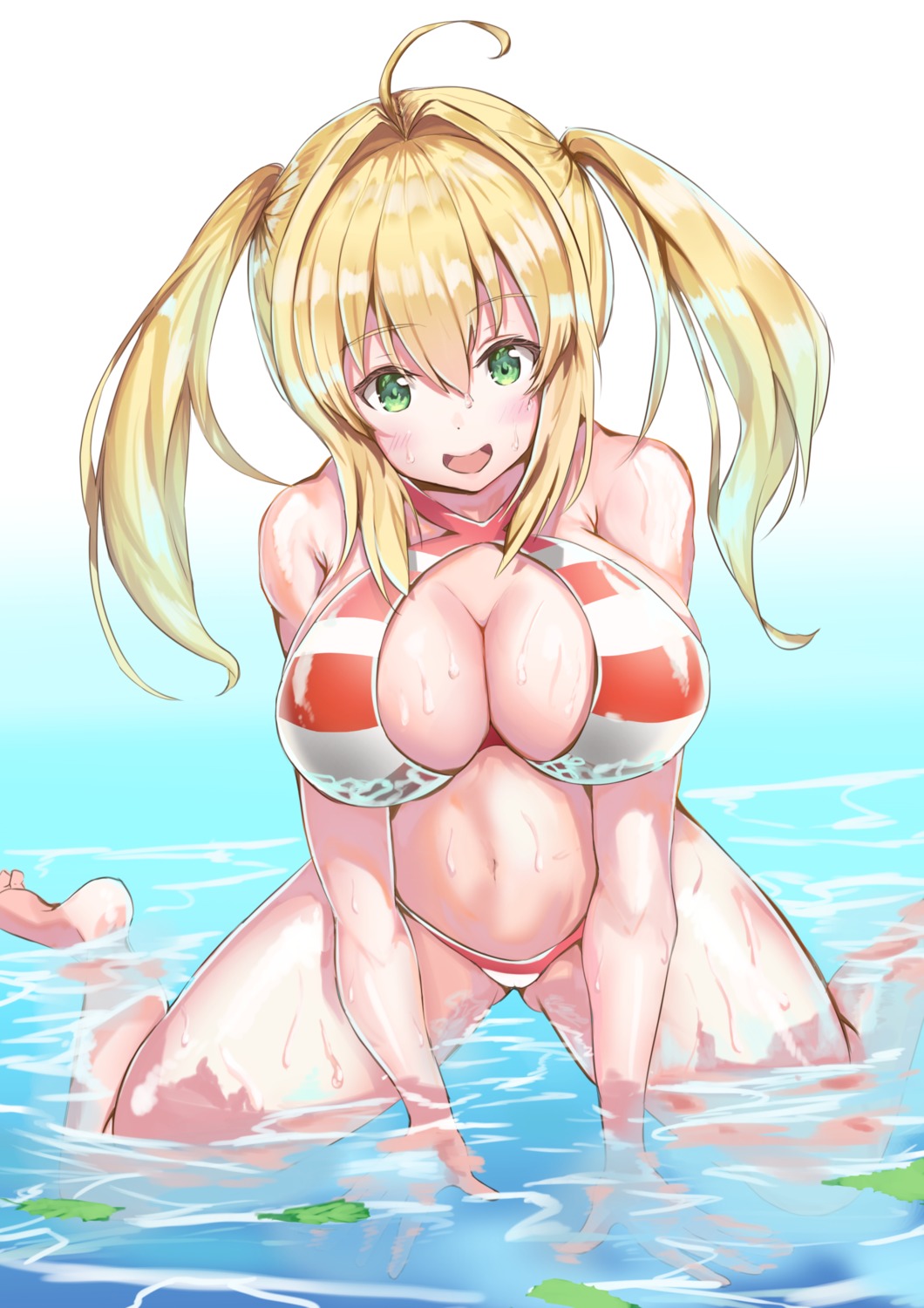 bikini fate/grand_order saber_extra swimsuits wet yuchio