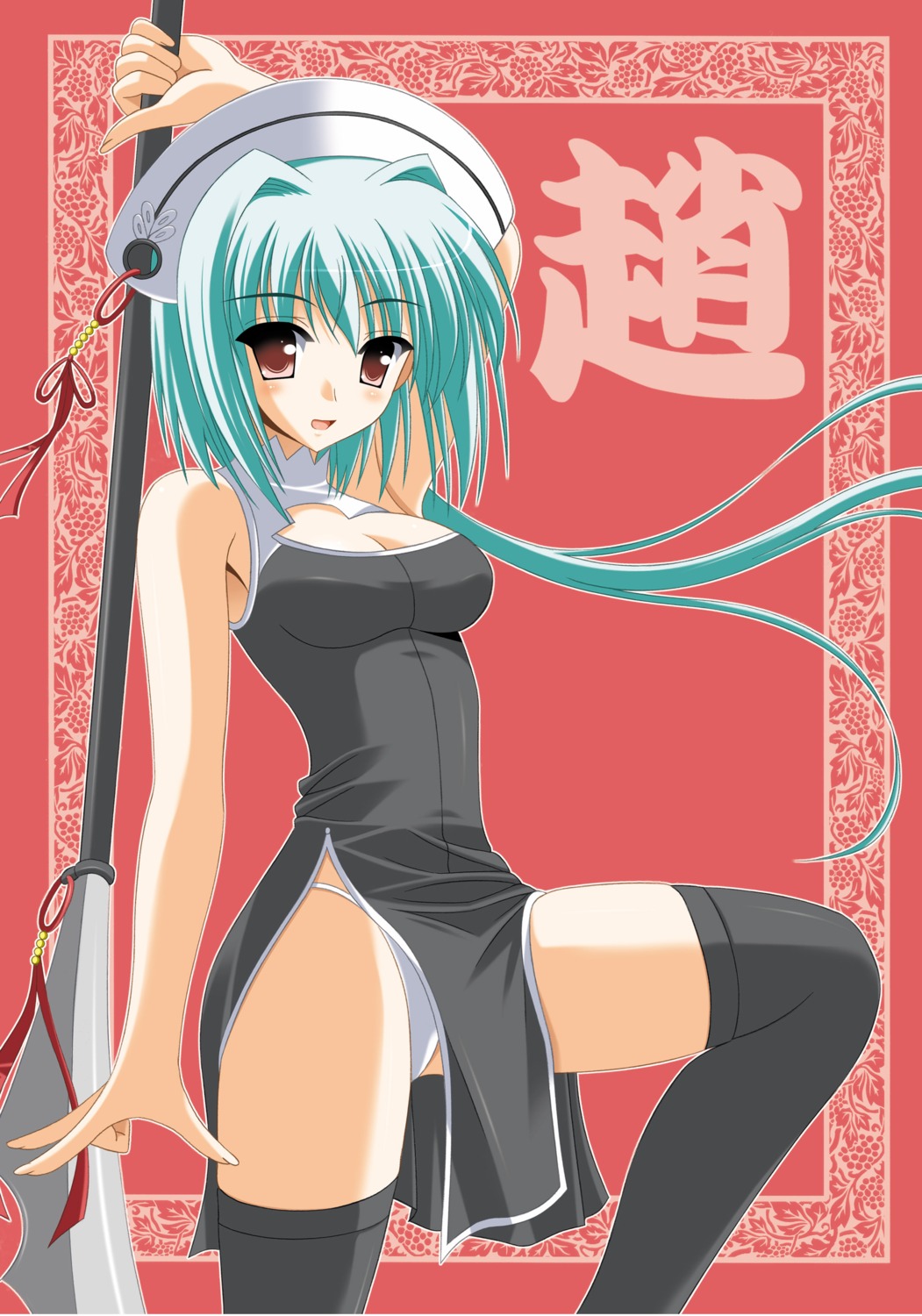 chinadress chouun cleavage koihime_musou oda_kenichi pantsu thighhighs