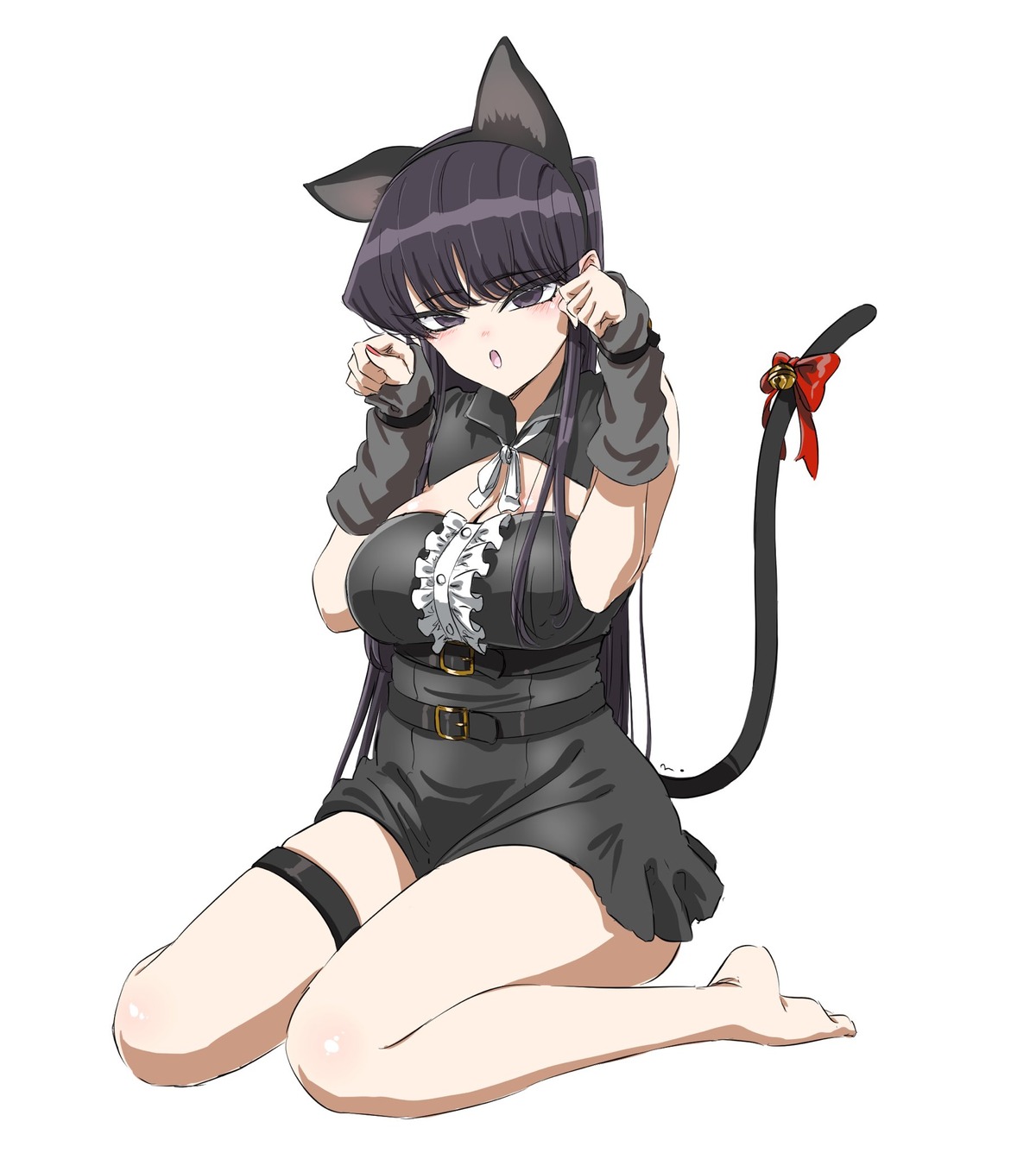 animal_ears cleavage garter komi-san_wa_komyushou_desu. komi_shouko nekomimi oda_tomohito tail