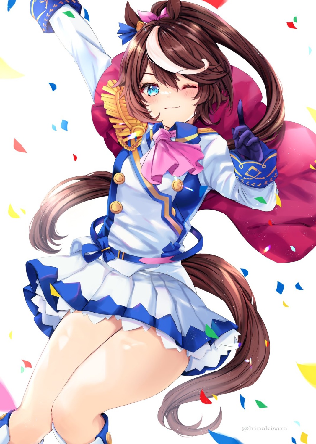 animal_ears hinahino skirt_lift tail tokai_teio_(umamusume) uma_musume_pretty_derby uniform