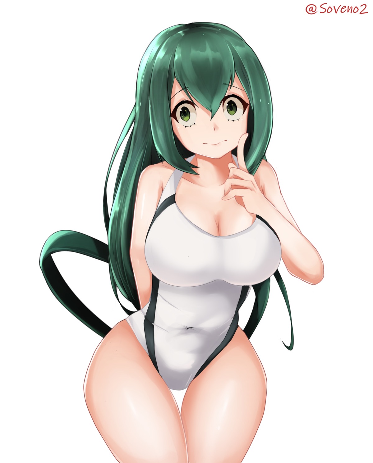 asui_tsuyu boku_no_hero_academia cleavage official_watermark soveno swimsuits