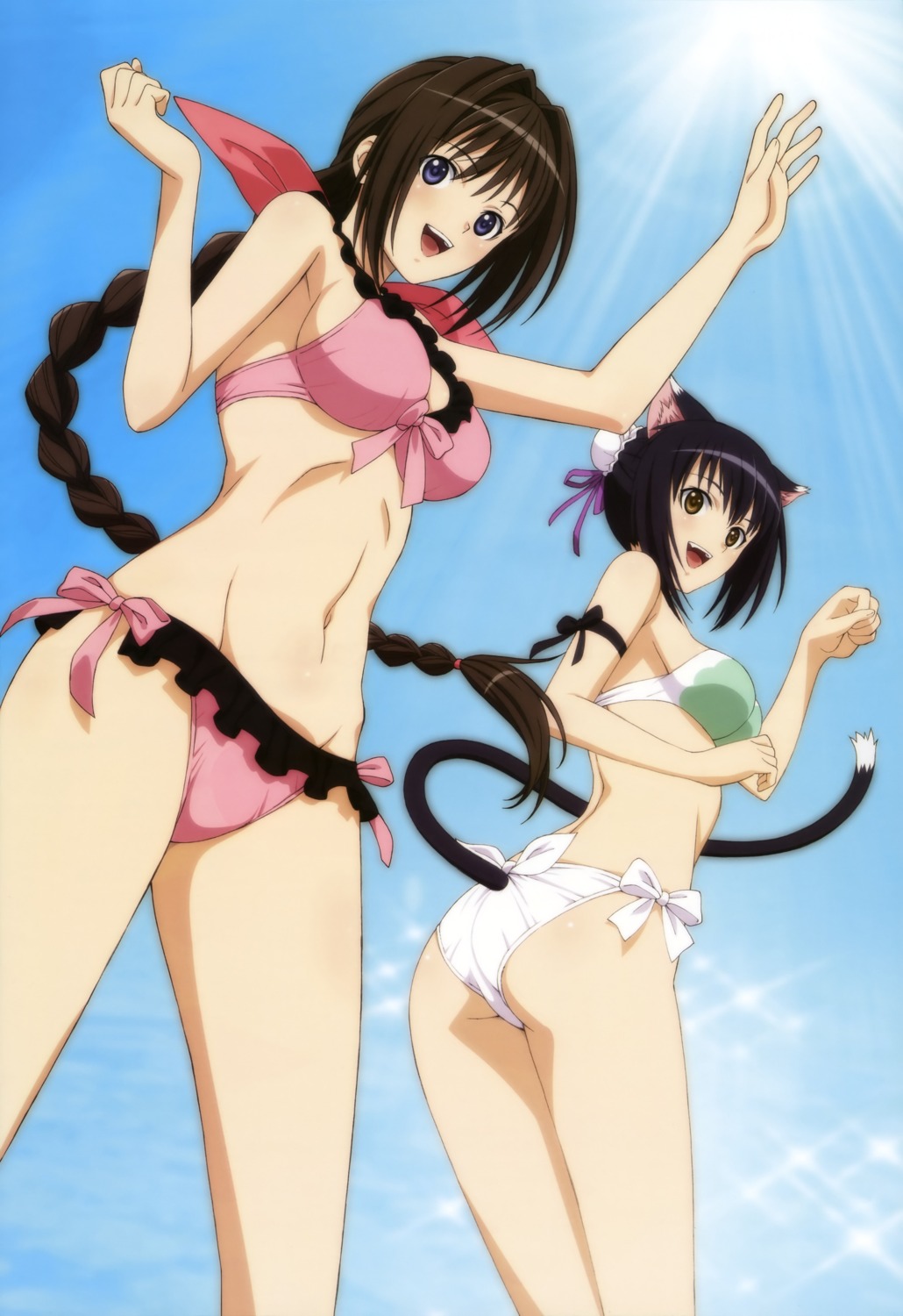 animal_ears ass bikini lin_xiao-mei matsumoto_keita nekomimi neris_filiam shining_hearts shining_world swimsuits tail