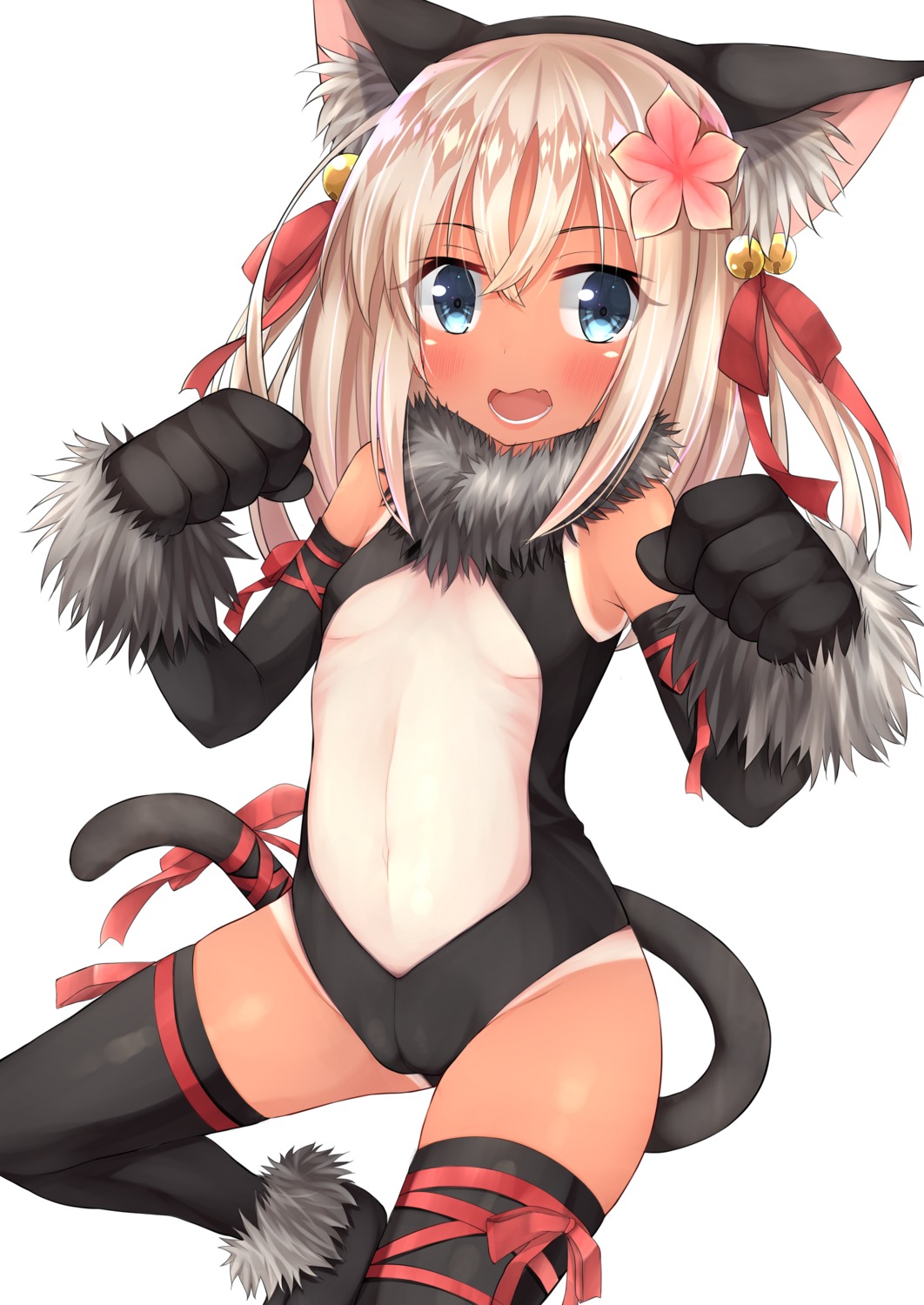 animal_ears cameltoe cosplay go-1 kantai_collection loli nekomimi no_bra ro-500 tail tan_lines thighhighs underboob