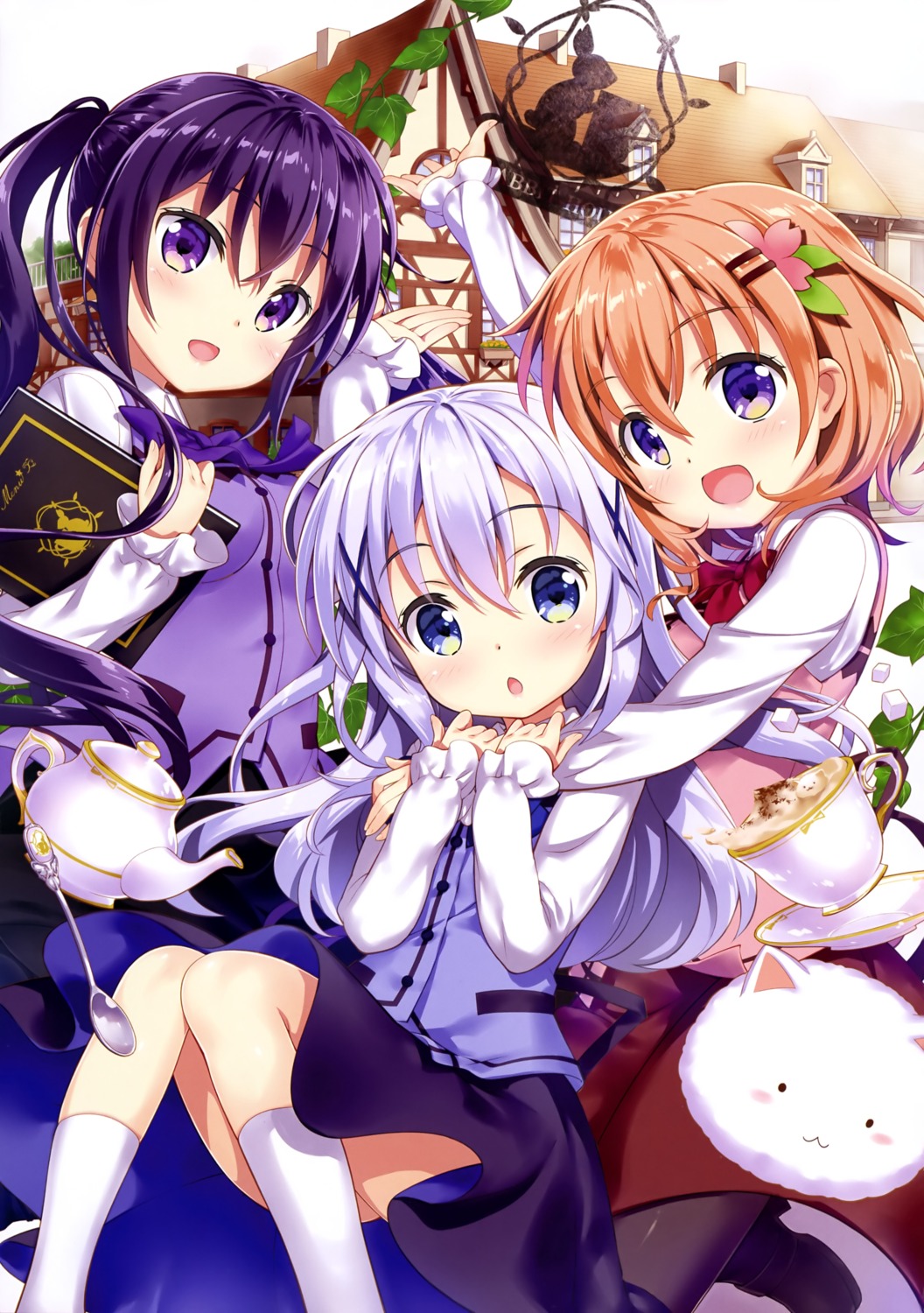 fujima_takuya gochuumon_wa_usagi_desu_ka? hoto_cocoa kafuu_chino possible_duplicate tedeza_rize tippy_(gochiusa) waitress