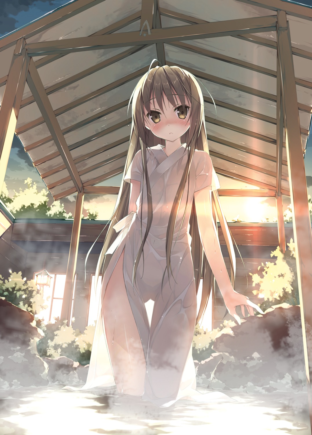 digital_version kantoku kasugano_sora onsen robe see_through wet wet_clothes yosuga_no_sora