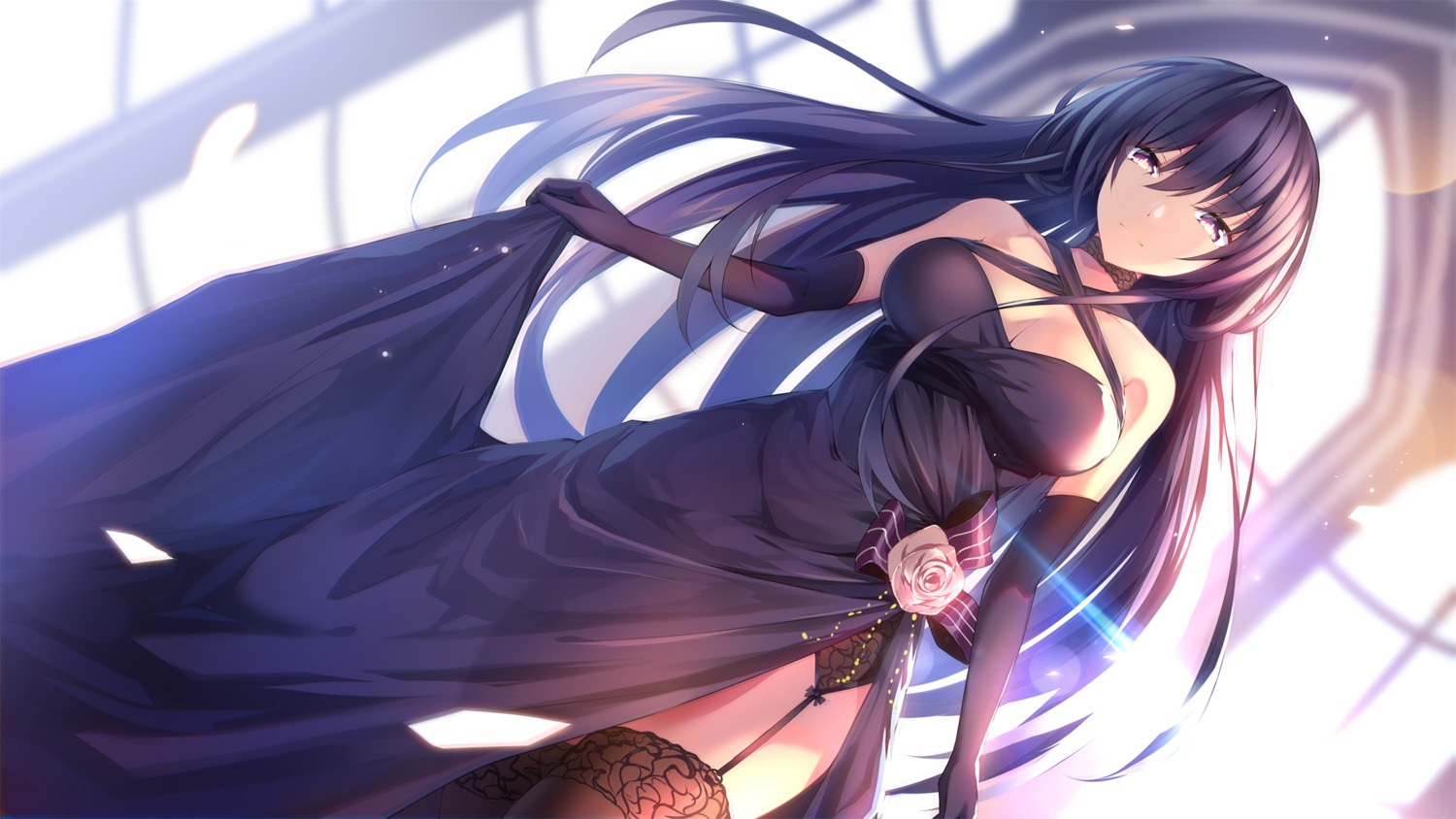 cleavage date_a_live dress feng_mouren stockings thighhighs yatogami_tooka