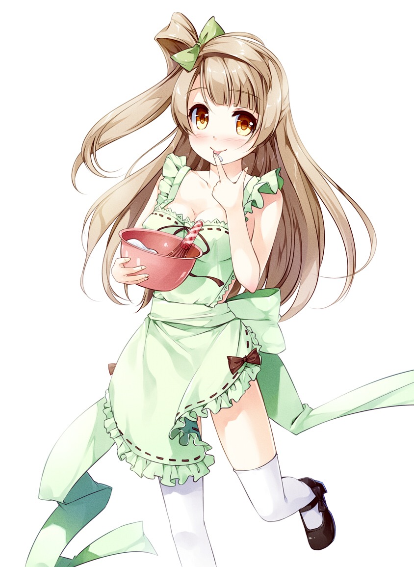 heels love_live! love_live!_(series) minami_kotori miyase_mahiro naked_apron thighhighs
