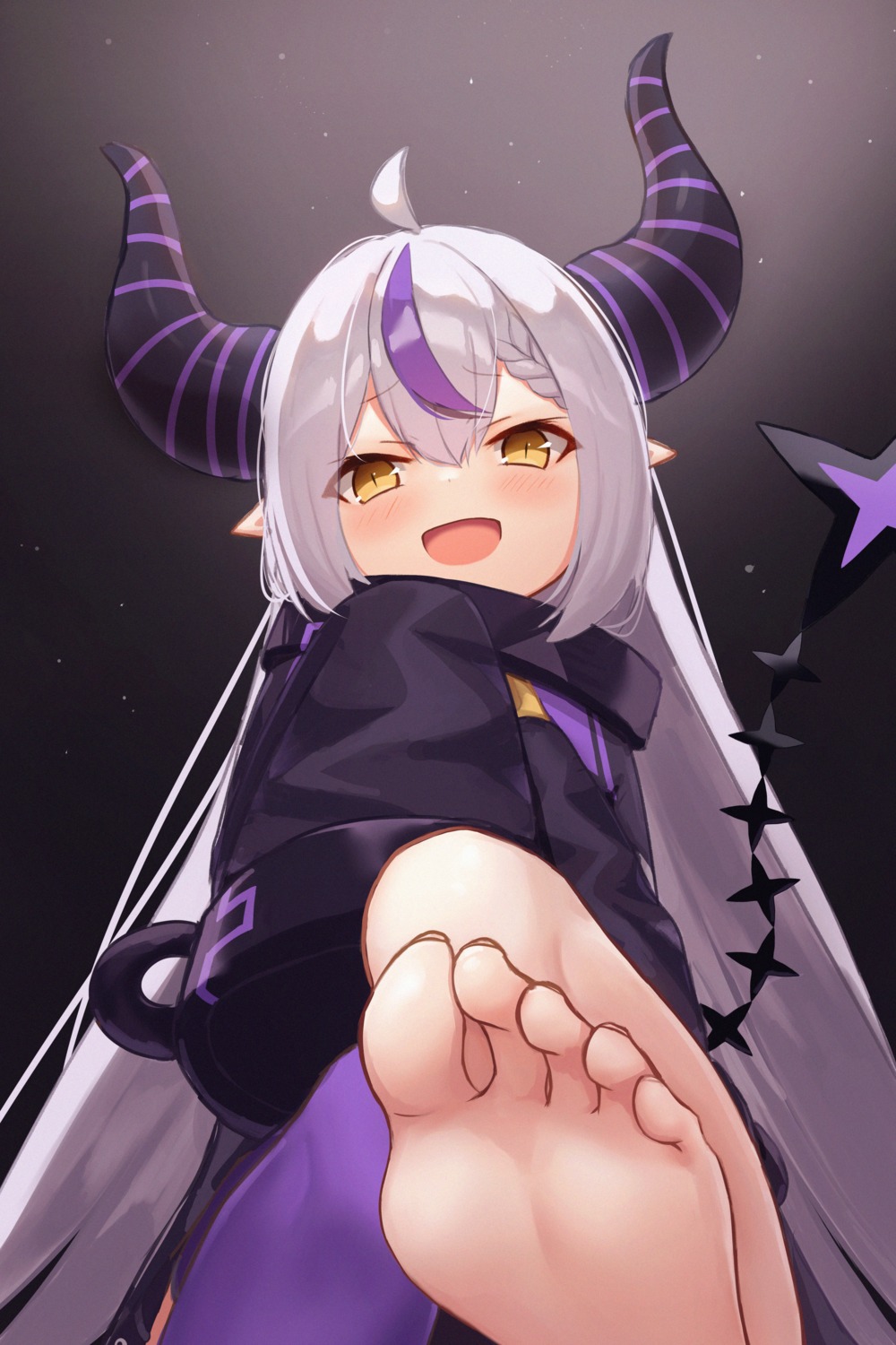 bitseon feet hololive horns la+_darknesss pointy_ears