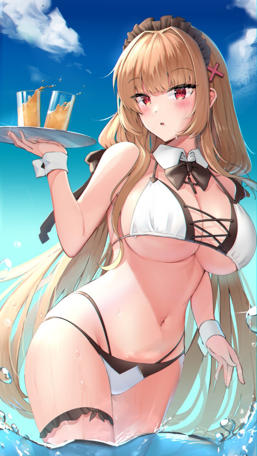 futasan azur lane swiftsure (azur lane) bikini cleavage garter swimsuits  underboob wet | #695808 | yande.re